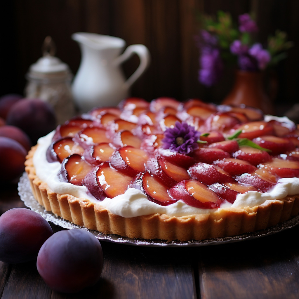 Plum And Vanilla Cream Pie Sattvic Recipes